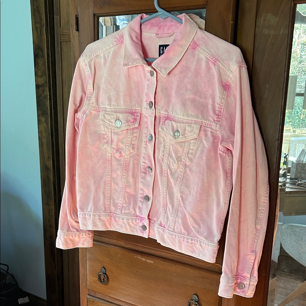 GAP Women's Tie-dyed Light Pink Jean Jacket - Picture 6 of 9